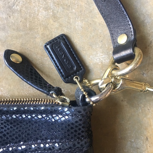 COACH Black Crossbody Shoulder Bag Black & Gold - Picture 3 of 8